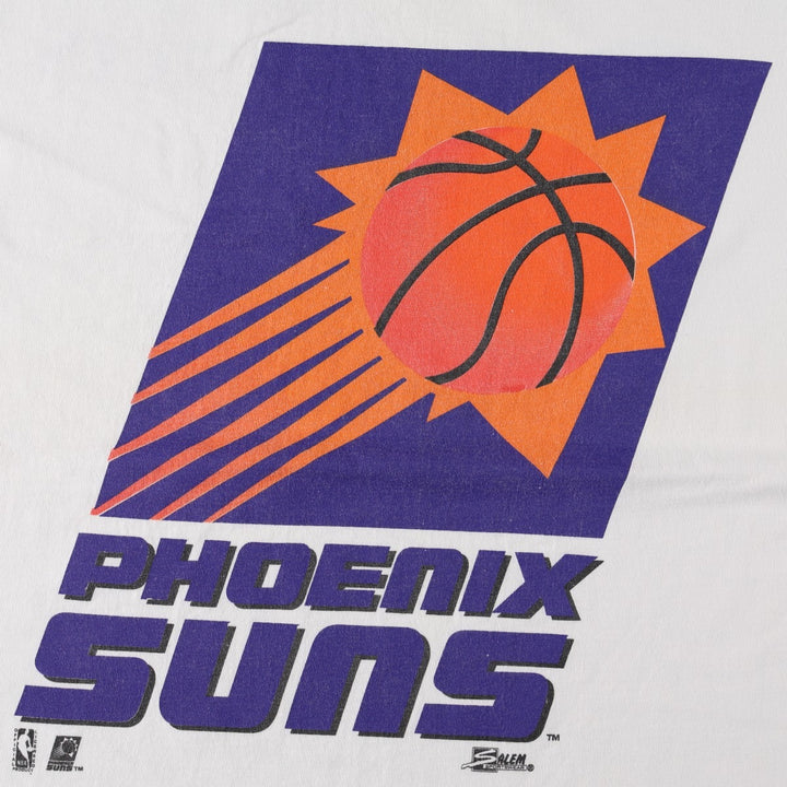 90'S SALEM NBA Phoenix Suns Sports Print T-Shirt, Made in USA, Men's Size M (Equivalent), Vintage cotton white type Vintage Second Hand