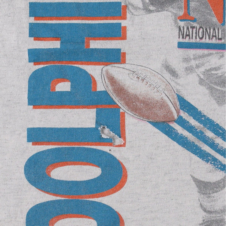 90'S SALEM NFL Miami Dolphins Sports Print T-Shirt, Made in USA, Men's XL equivalent, Vintage cotton gray type Vintage Second Hand