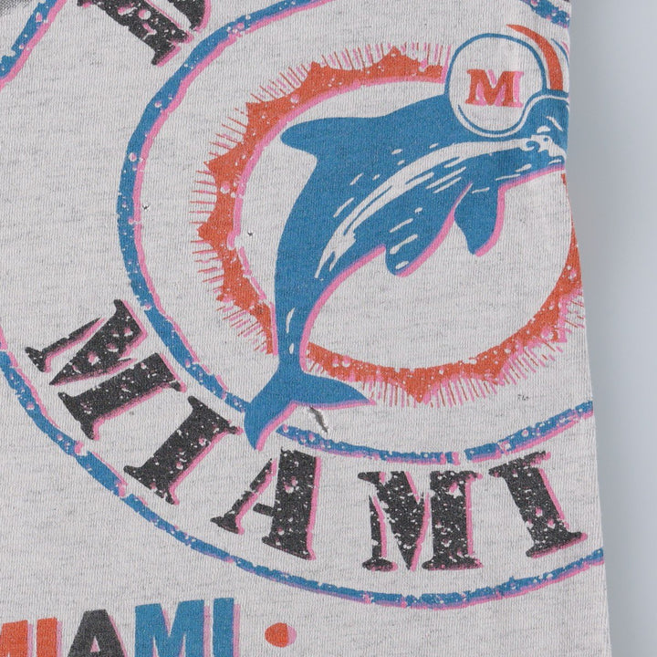 90'S SALEM NFL Miami Dolphins Sports Print T-Shirt, Made in USA, Men's XL equivalent, Vintage cotton gray type Vintage Second Hand