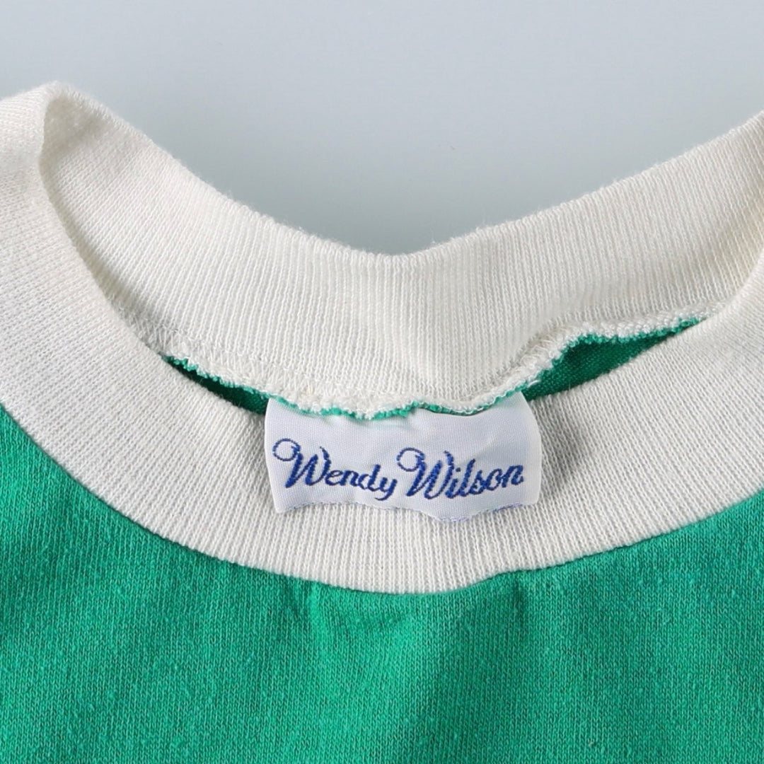 1980'S Wendy Wilson Football 3/4 Sleeve T-Shirt, Men's Size S (Equivalent), Vintage unclear green type Vintage Second Hand