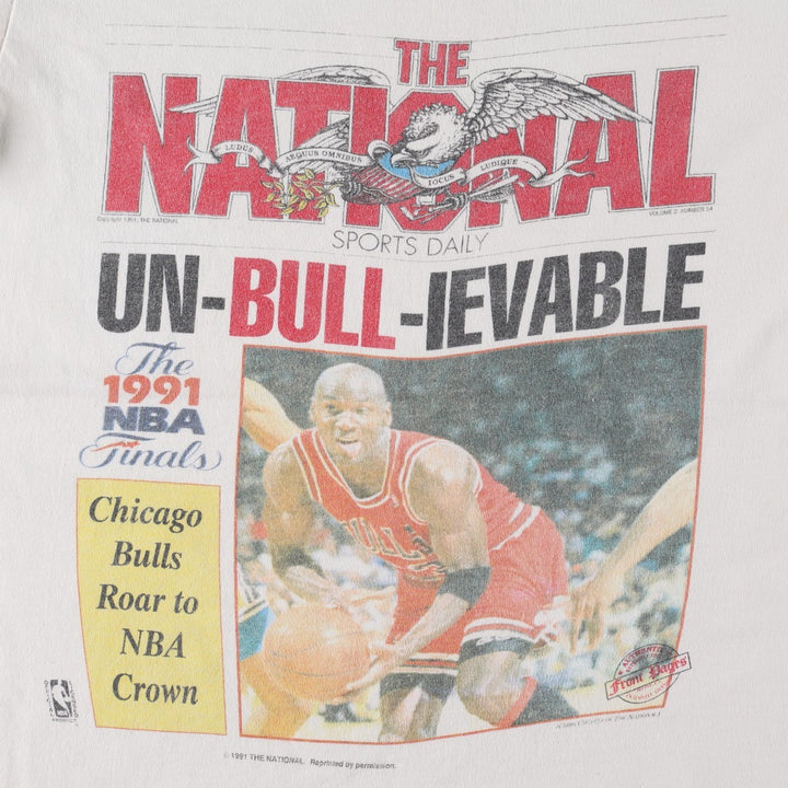 90'S Stedman NBA Chicago Bulls Michael Jordan sports print T-shirt, Made in USA, Men's size M equivalent, Vintage cotton white type Vintage Second Hand