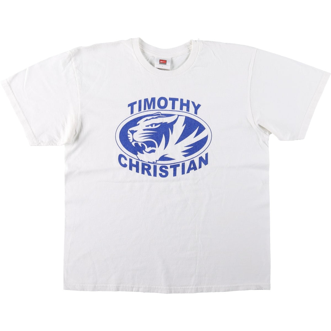 Nike logo print T-shirt, size L for men cotton white type Vintage Second Hand