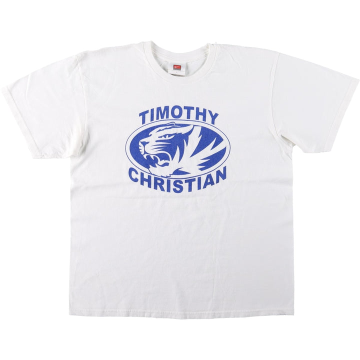 Nike logo print T-shirt, size L for men cotton white type Vintage Second Hand