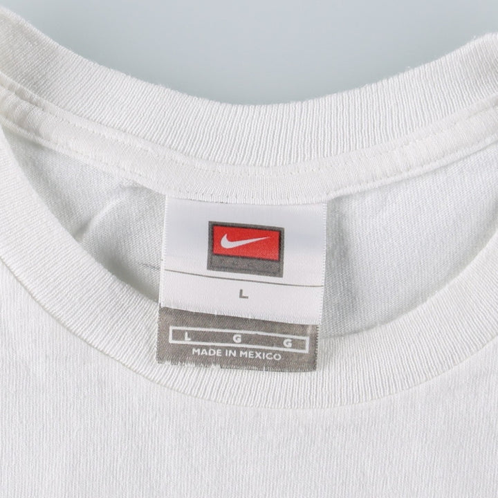Nike logo print T-shirt, size L for men cotton white type Vintage Second Hand