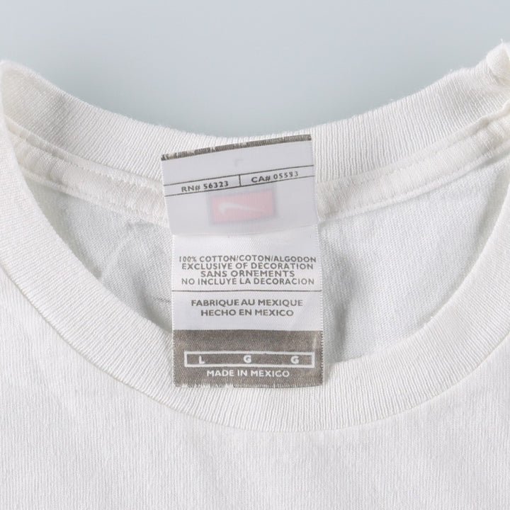 Nike logo print T-shirt, size L for men cotton white type Vintage Second Hand