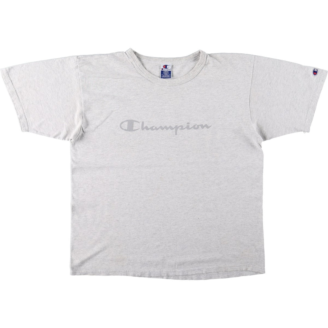 Champion logo print t-shirt, men's size L (approx.) cotton gray type Vintage Second Hand