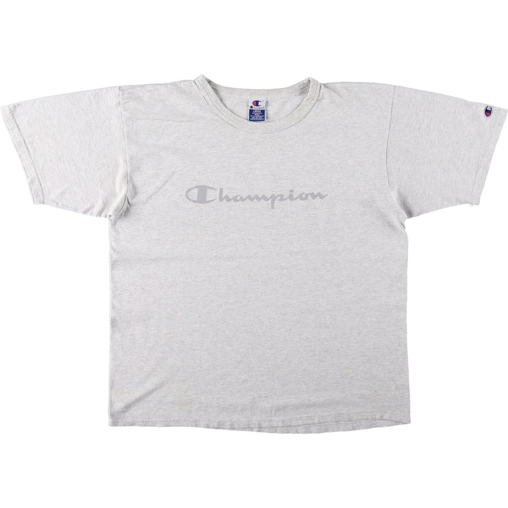 Champion logo print t-shirt, men's size L (approx.) cotton gray type Vintage Second Hand