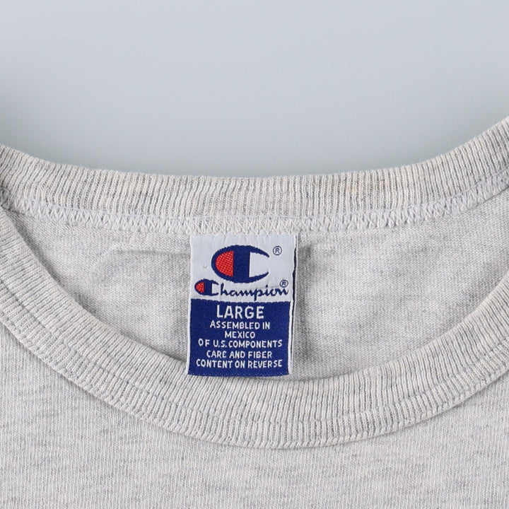 Champion logo print t-shirt, men's size L (approx.) cotton gray type Vintage Second Hand