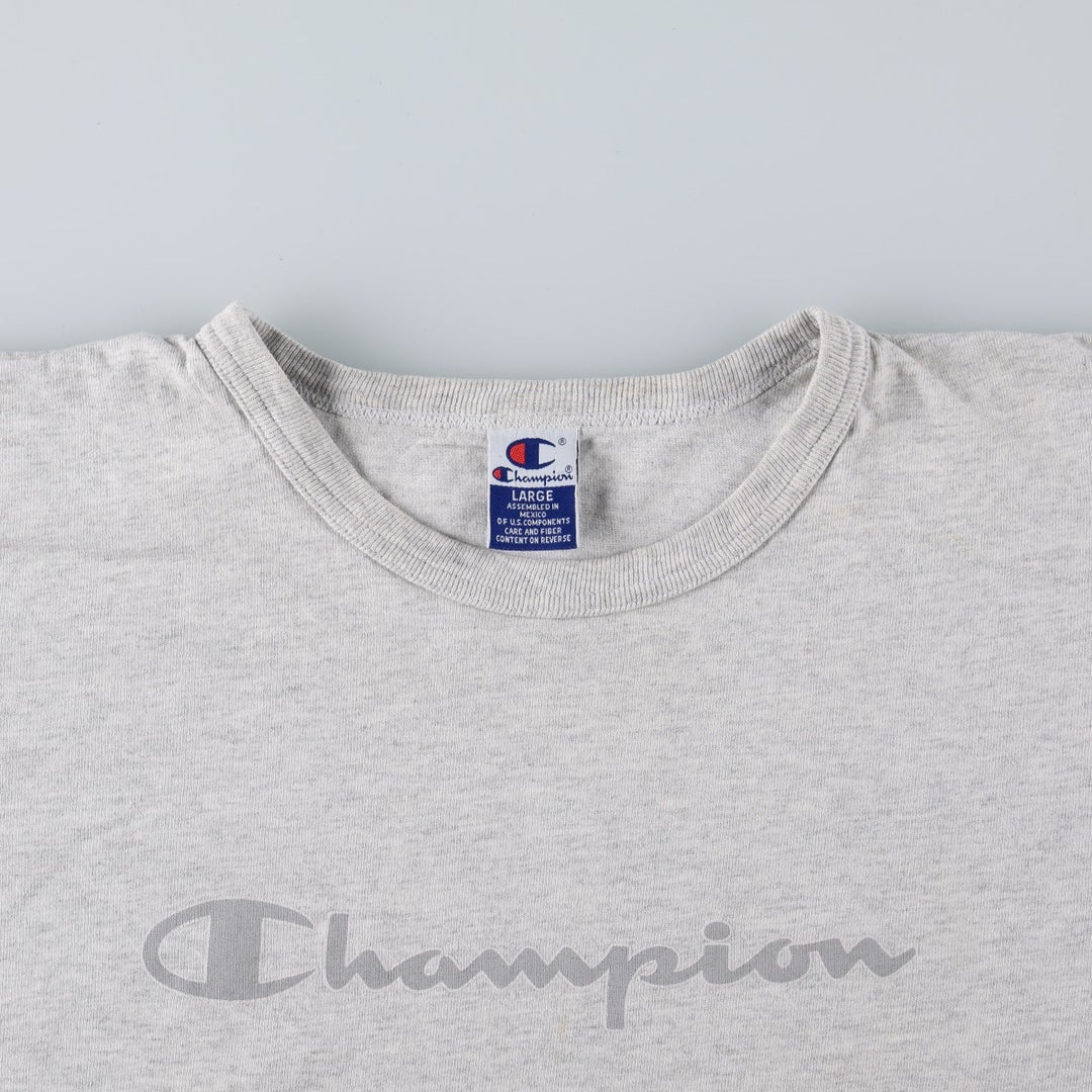 Champion logo print t-shirt, men's size L (approx.) cotton gray type Vintage Second Hand