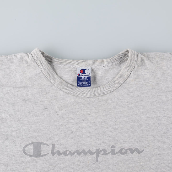 Champion logo print t-shirt, men's size L (approx.) cotton gray type Vintage Second Hand