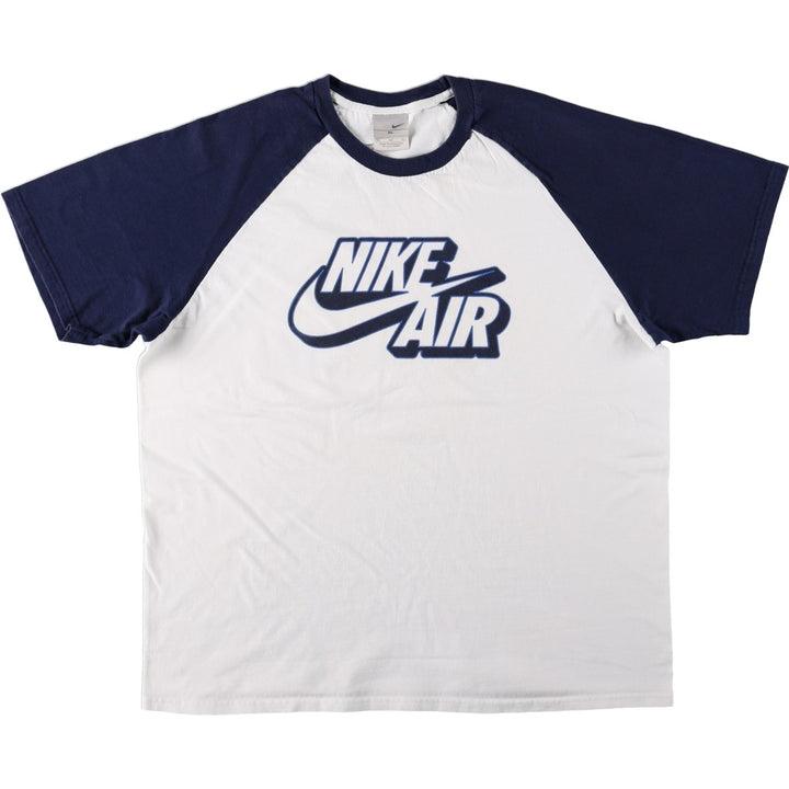 Nike AIR logo print T-shirt, men's size XL (approx.) cotton white type Vintage Second Hand