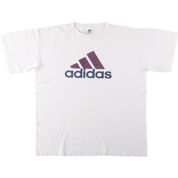 Adidas logo print T-shirt, made in USA, men's size L (approx.) cotton white type Vintage Second Hand