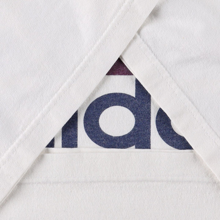 Adidas logo print T-shirt, made in USA, men's size L (approx.) cotton white type Vintage Second Hand