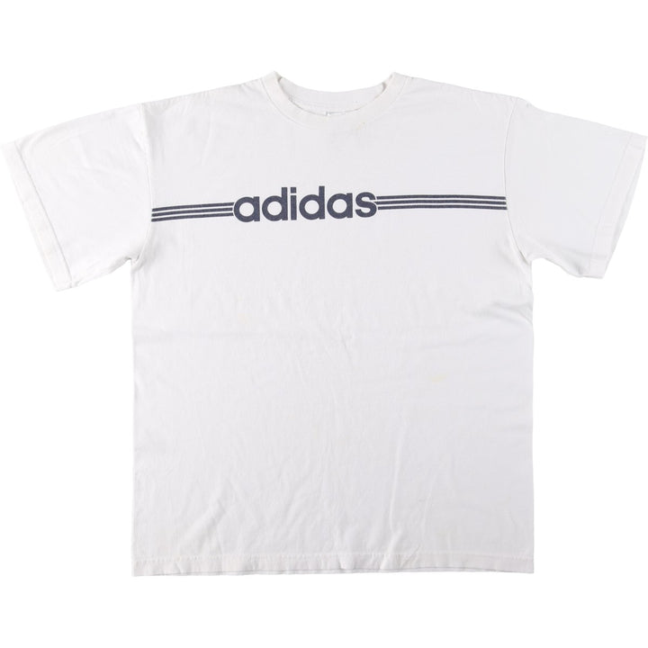 Adidas logo print T-shirt, men's size L cotton white type Vintage Second Hand