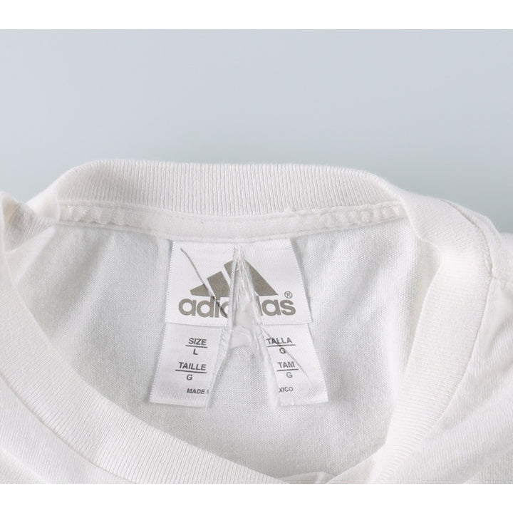 Adidas logo print T-shirt, men's size L cotton white type Vintage Second Hand