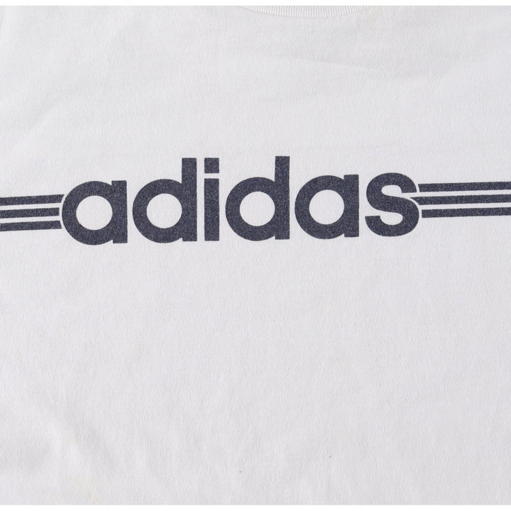 Adidas logo print T-shirt, men's size L cotton white type Vintage Second Hand