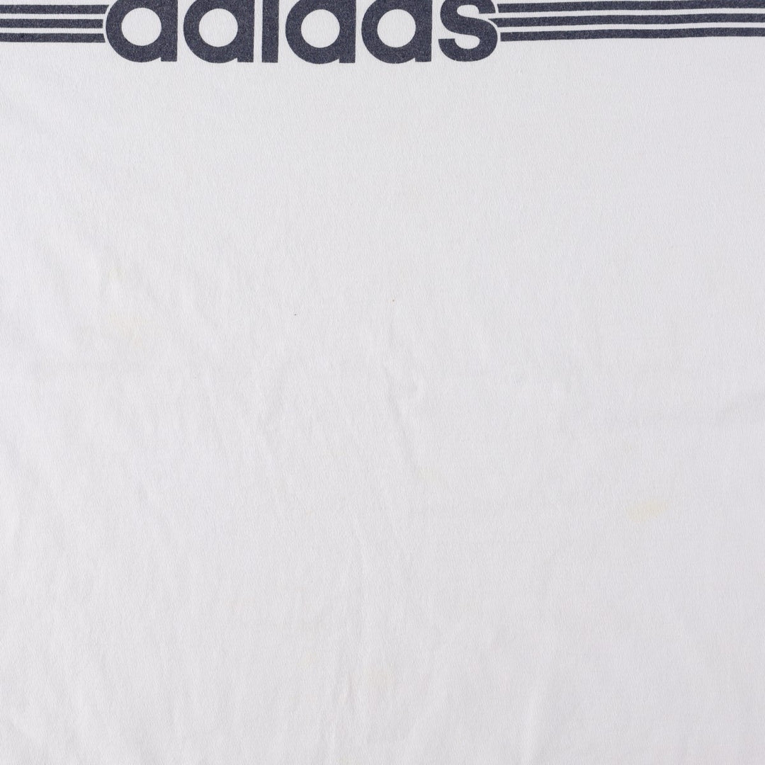 Adidas logo print T-shirt, men's size L cotton white type Vintage Second Hand