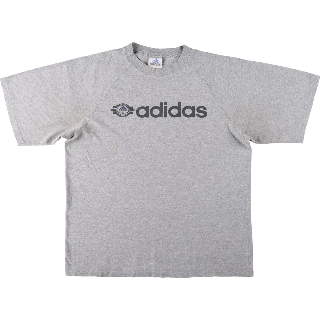 Adidas logo print T-shirt, made in USA, men's size L (approx.) cotton gray type Vintage Second Hand