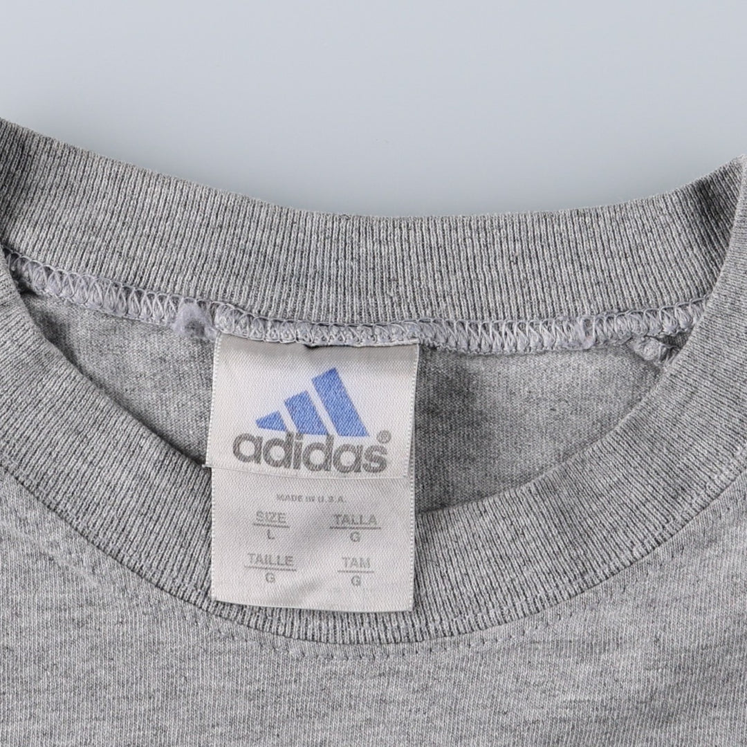 Adidas logo print T-shirt, made in USA, men's size L (approx.) cotton gray type Vintage Second Hand