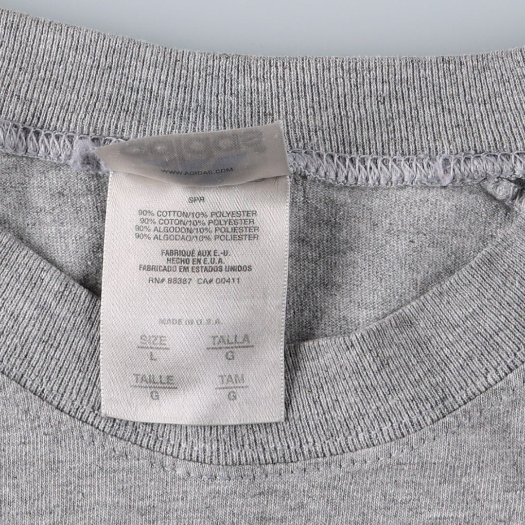 Adidas logo print T-shirt, made in USA, men's size L (approx.) cotton gray type Vintage Second Hand