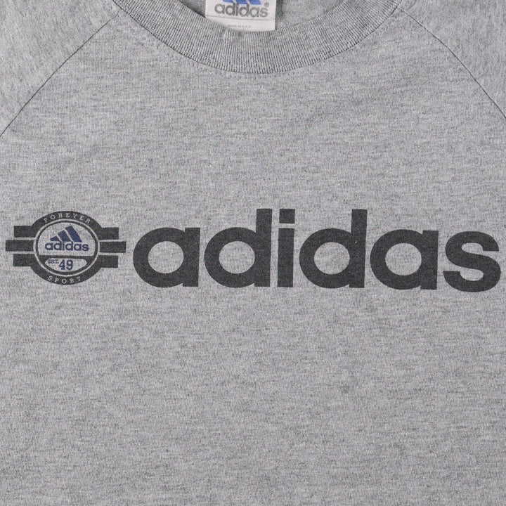 Adidas logo print T-shirt, made in USA, men's size L (approx.) cotton gray type Vintage Second Hand