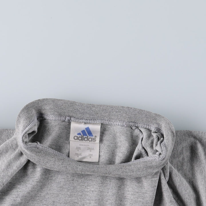 Adidas logo print T-shirt, made in USA, men's size L (approx.) cotton gray type Vintage Second Hand