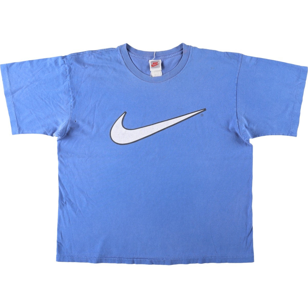 90'S Nike Silver Tag Logo Print T-Shirt Made in USA Men's L Size Vintage cotton blue type Vintage Second Hand