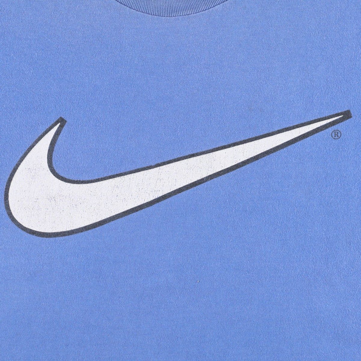 90'S Nike Silver Tag Logo Print T-Shirt Made in USA Men's L Size Vintage cotton blue type Vintage Second Hand