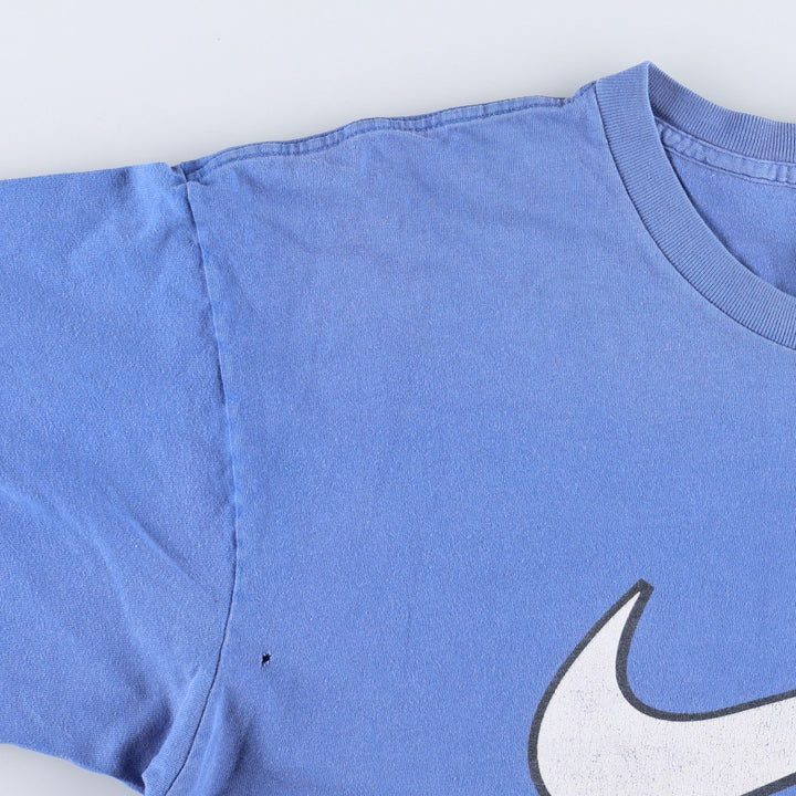 90'S Nike Silver Tag Logo Print T-Shirt Made in USA Men's L Size Vintage cotton blue type Vintage Second Hand
