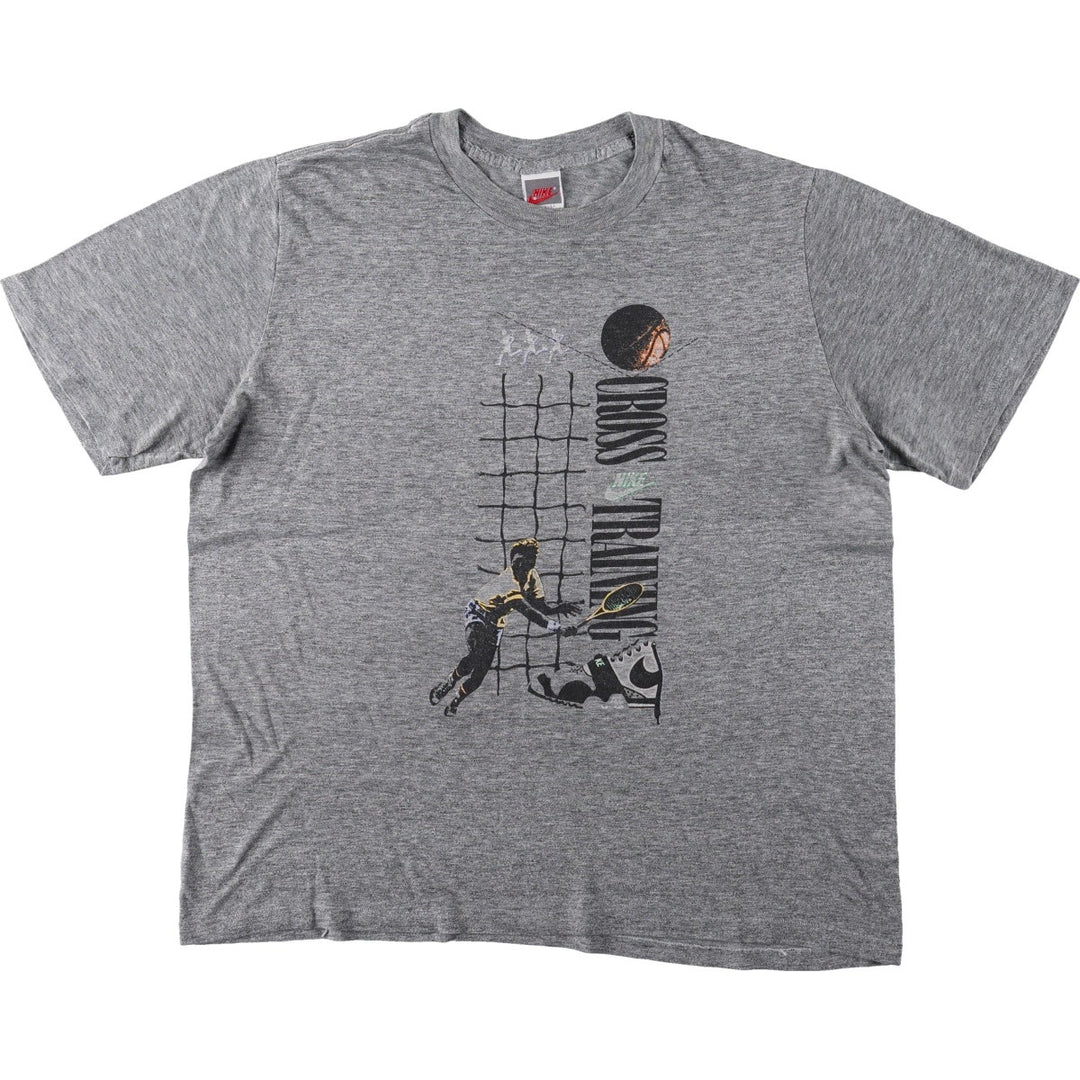 90'S Nike Silver Tag Sport Print T-Shirt, Made in USA, Men's XXL equivalent, Vintage unclear gray type Vintage Second Hand