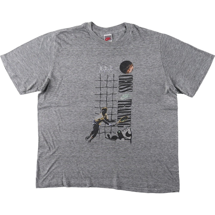 90'S Nike Silver Tag Sport Print T-Shirt, Made in USA, Men's XXL equivalent, Vintage unclear gray type Vintage Second Hand
