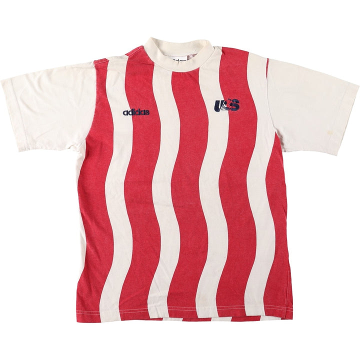 90'S Adidas USA National Team Striped Pattern Sports T-Shirt, Men's XL (approx.), Vintage cotton red type Vintage Second Hand