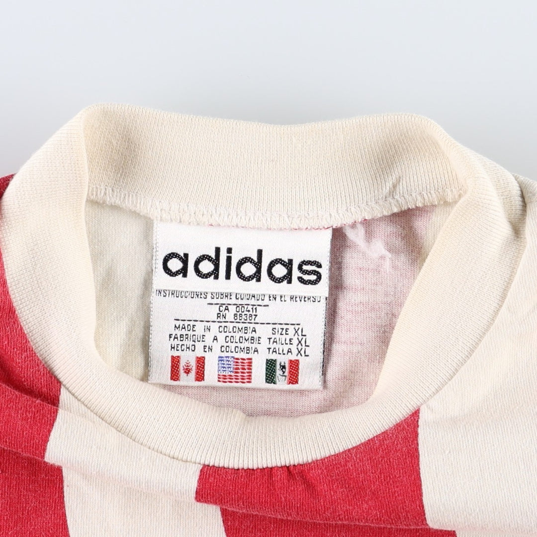 90'S Adidas USA National Team Striped Pattern Sports T-Shirt, Men's XL (approx.), Vintage cotton red type Vintage Second Hand