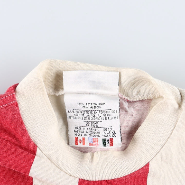 90'S Adidas USA National Team Striped Pattern Sports T-Shirt, Men's XL (approx.), Vintage cotton red type Vintage Second Hand
