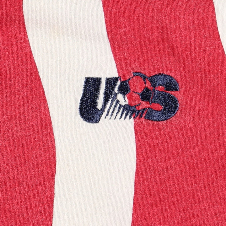 90'S Adidas USA National Team Striped Pattern Sports T-Shirt, Men's XL (approx.), Vintage cotton red type Vintage Second Hand