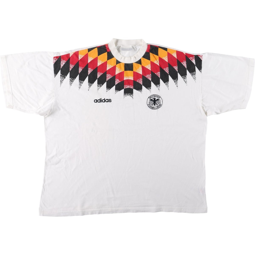 1980'S Adidas Germany National Team Sports T-Shirt, Men's Size XL (Equivalent), Vintage cotton white type Vintage Second Hand
