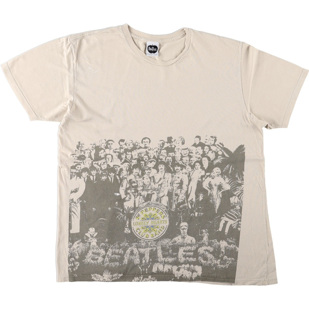 THE BEATLES Band T-shirt, Men's M size unclear Beige type Vintage Second Hand