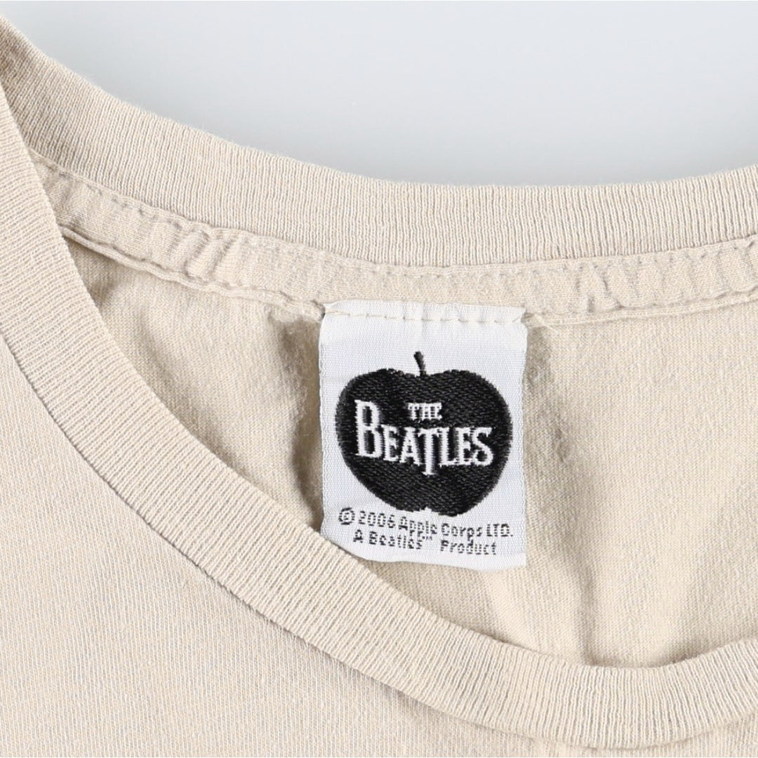 THE BEATLES Band T-shirt, Men's M size unclear Beige type Vintage Second Hand