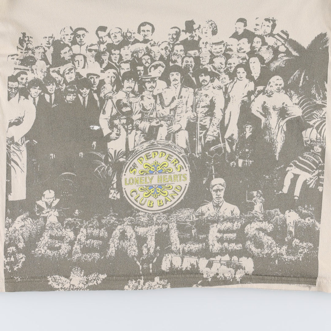 THE BEATLES Band T-shirt, Men's M size unclear Beige type Vintage Second Hand