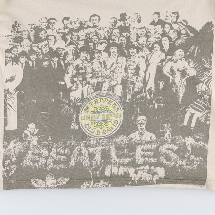 THE BEATLES Band T-shirt, Men's M size unclear Beige type Vintage Second Hand