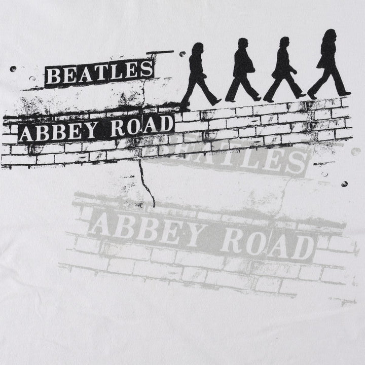 THE BEATLES Band T-shirt, Men's L size cotton white type Vintage Second Hand