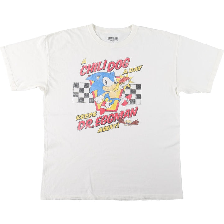 SONIC Sonic character print T-shirt Men's XL size cotton white type Vintage Second Hand