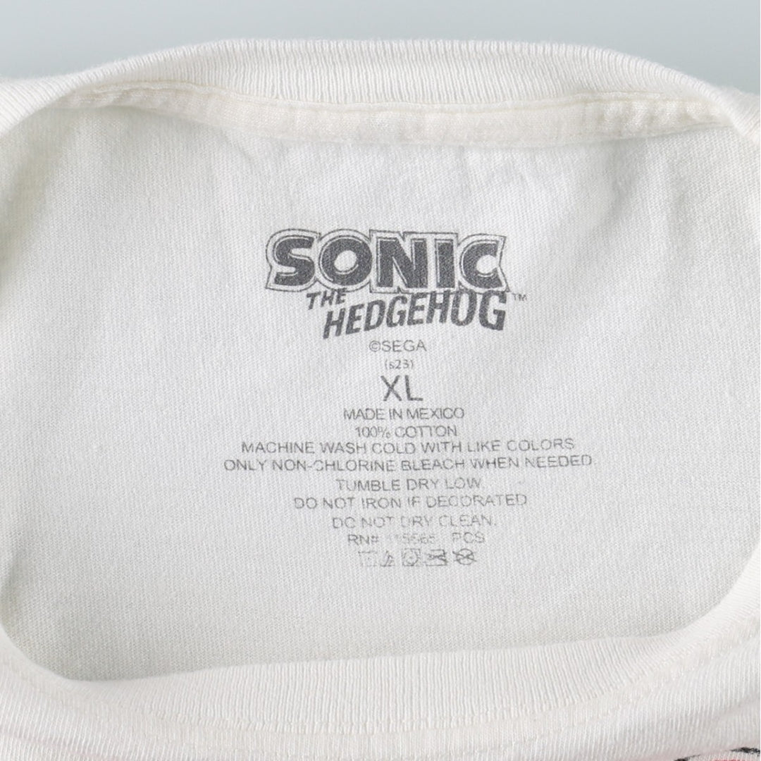 SONIC Sonic character print T-shirt Men's XL size cotton white type Vintage Second Hand