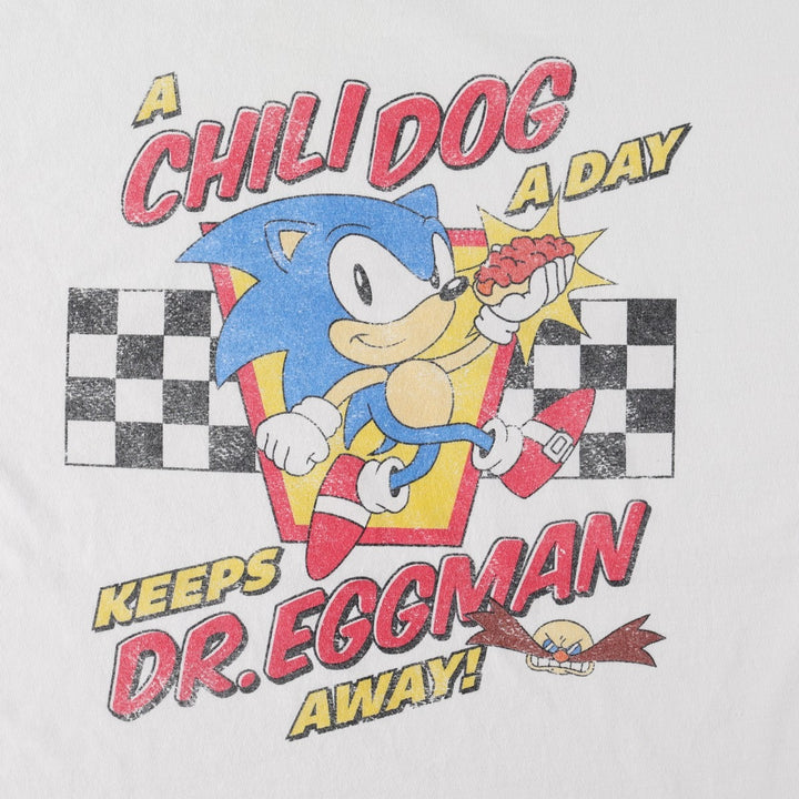 SONIC Sonic character print T-shirt Men's XL size cotton white type Vintage Second Hand