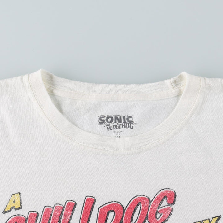 SONIC Sonic character print T-shirt Men's XL size cotton white type Vintage Second Hand