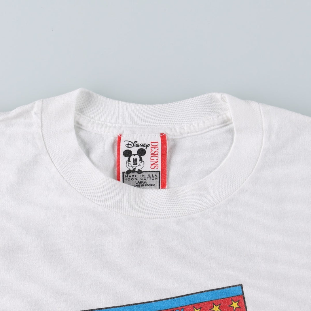90'S Disney River Country Character Print T-Shirt, Made in USA, Men's Size L (approx.), Vintage cotton white type Vintage Second Hand
