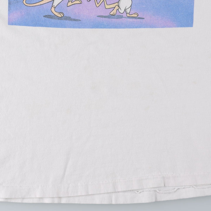 90'S Animaniacs Pinky and the Brain Character Print T-Shirt, Made in USA, Men's Size L (Equivalent), Vintage cotton white type Vintage Second Hand