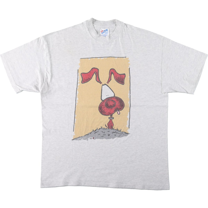90'S Hanes BEEFY-T Printed T-shirt Made in USA Men's XL Vintage cotton gray type Vintage Second Hand