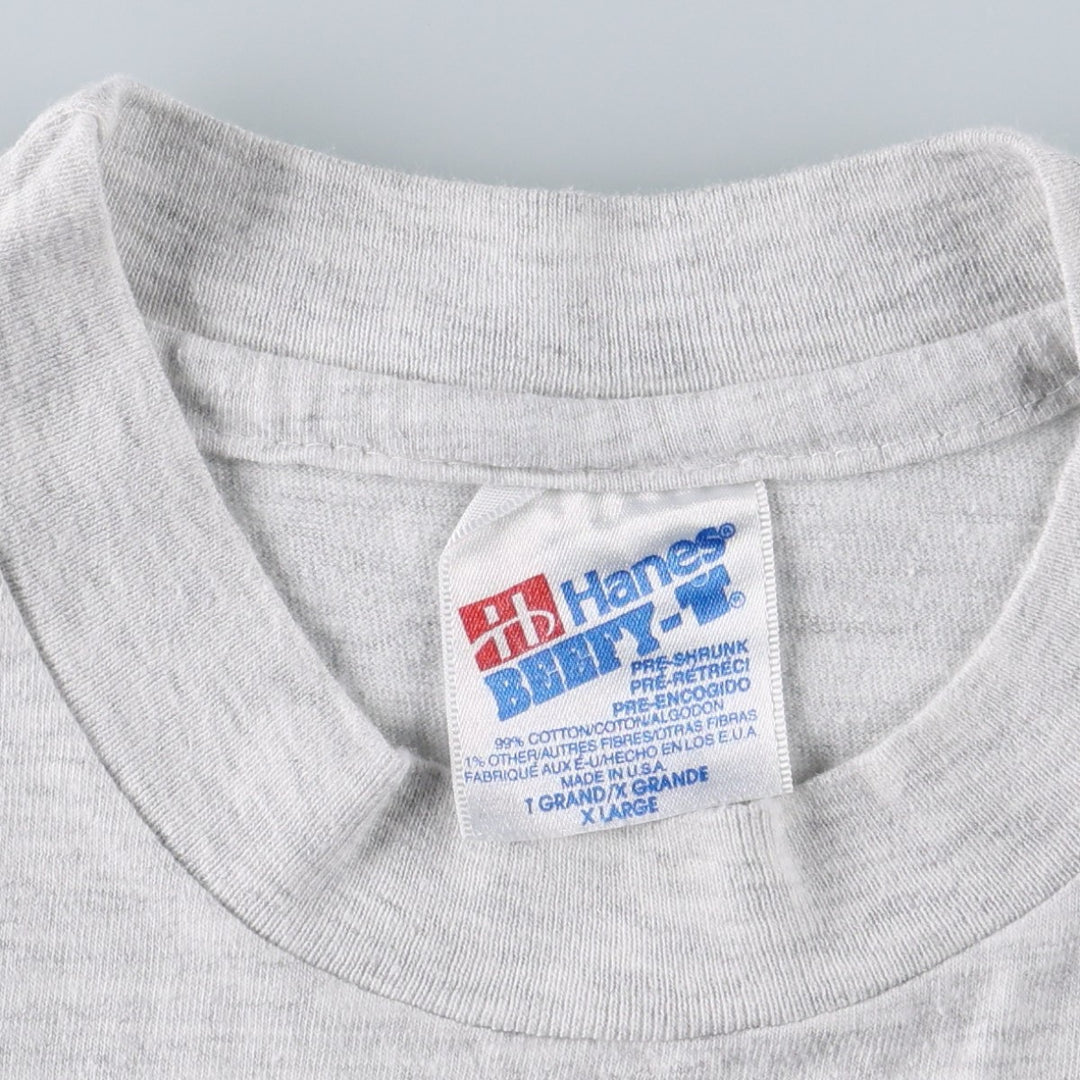 90'S Hanes BEEFY-T Printed T-shirt Made in USA Men's XL Vintage cotton gray type Vintage Second Hand