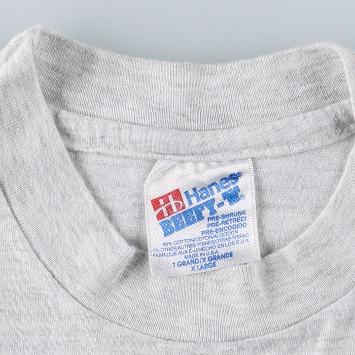 90'S Hanes BEEFY-T Printed T-shirt Made in USA Men's XL Vintage cotton gray type Vintage Second Hand